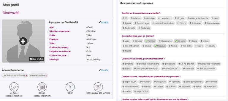 Les profils Rencontres-occasionnelles permettent de découvrir de nombreuses informations pertinentes sur les membres