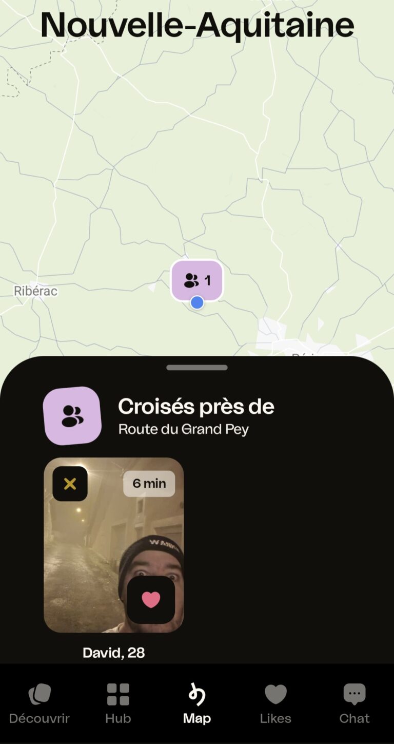 Avec l’onglet « Map » d’Happn, vous retrouvez en un coup d’oeil l’ensemble des membres que vous avez récemment croisé ainsi que le lieu de votre rencontre
